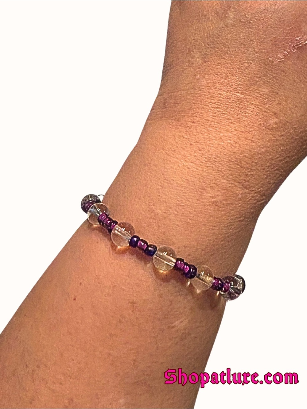 Hematite bead and Clear glass bracelet